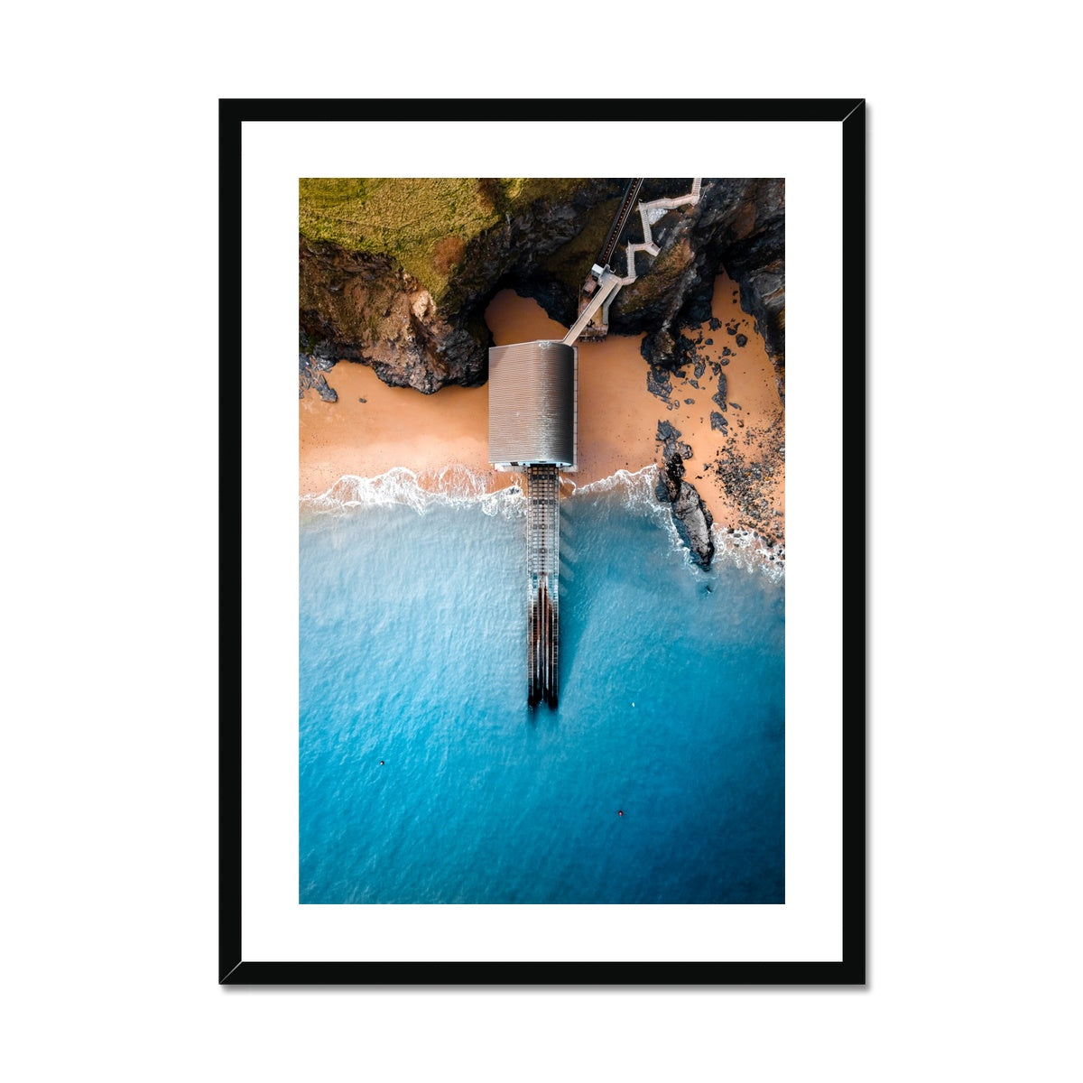 padstow lifeboard station from above framed print