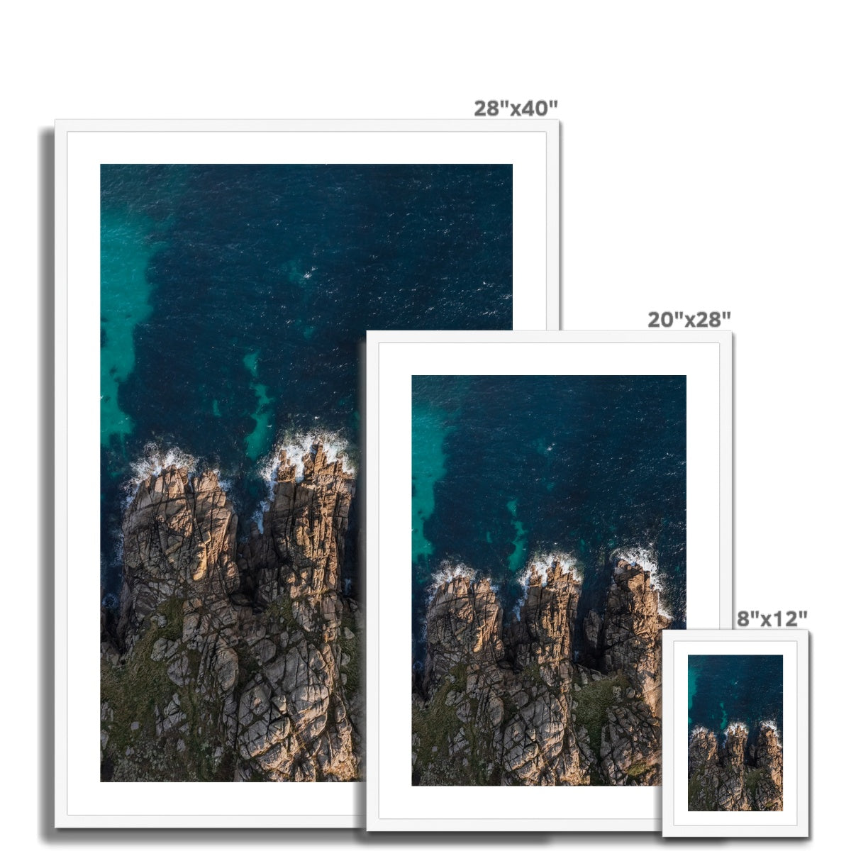 porthcurno rock fingers framed photograph