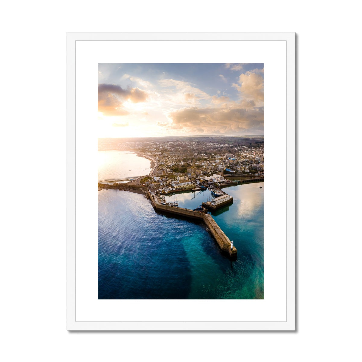 penzance harbour view white frame