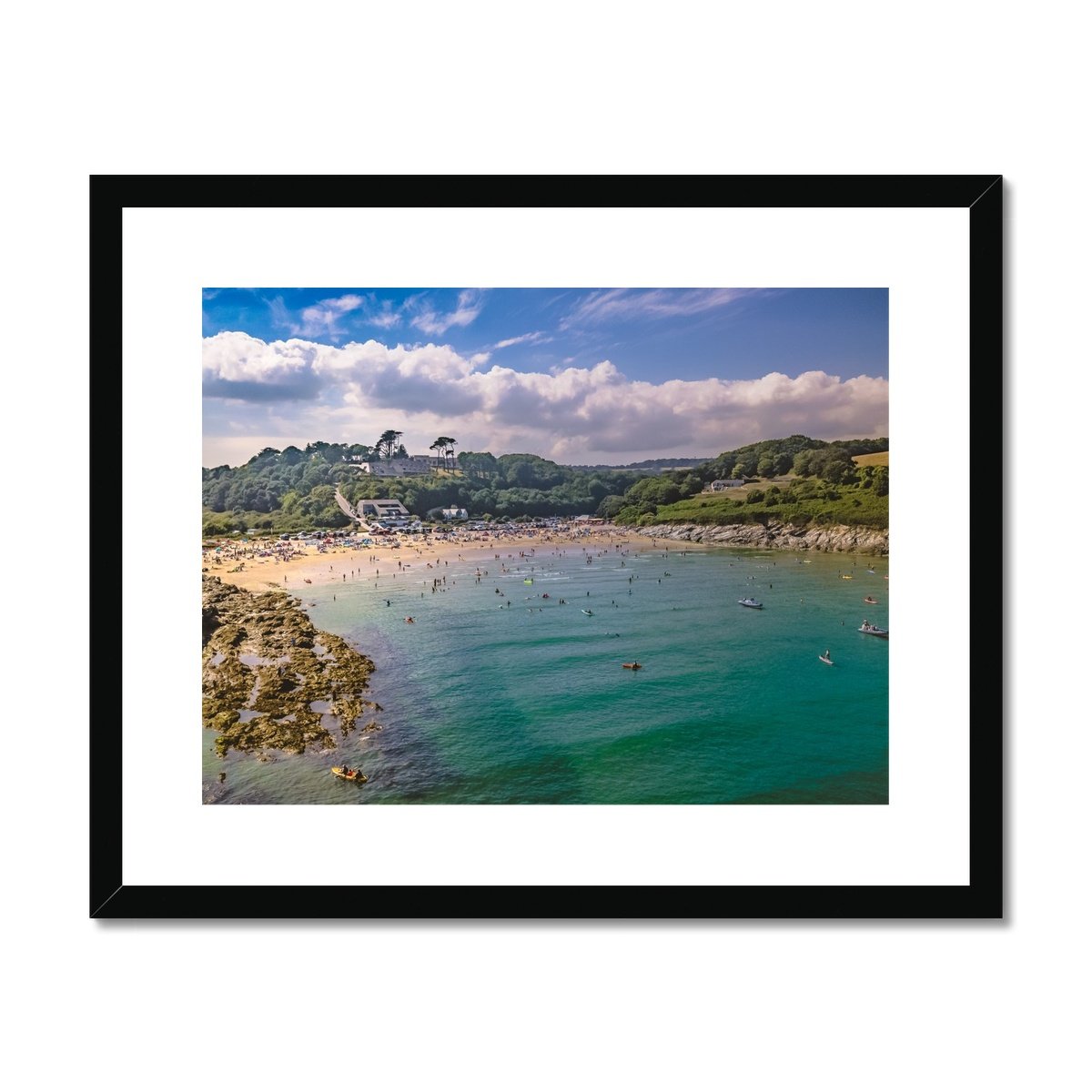 maenporth beach framed print