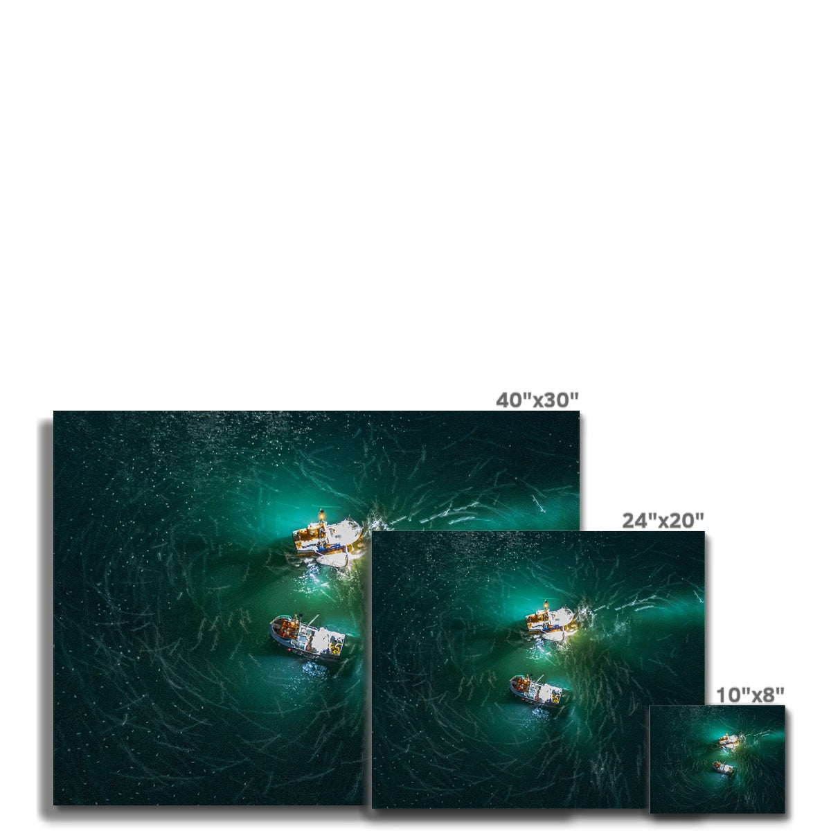 fishing boats by moonlight canvas sizes