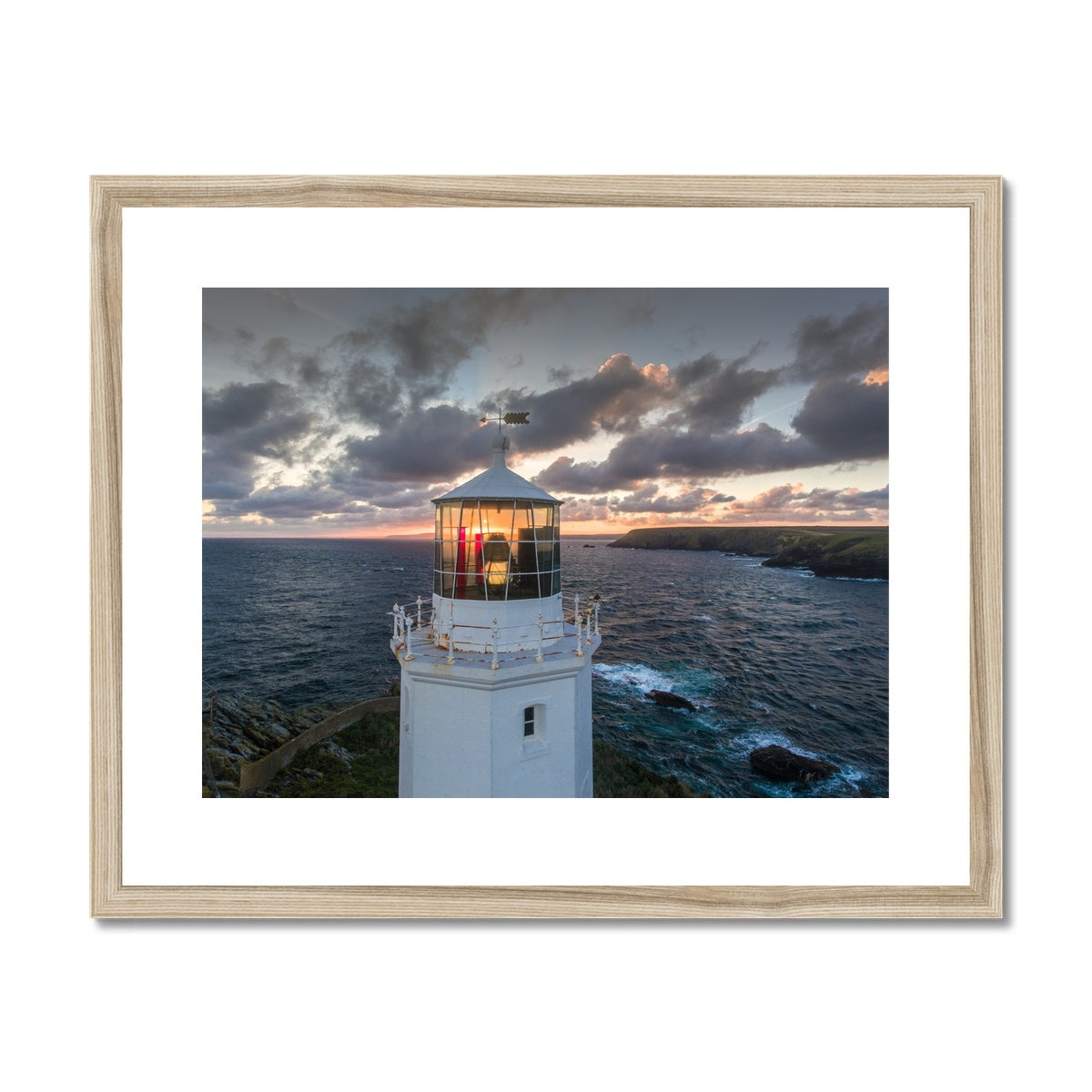 godrevy lighthouse close up wooden frame
