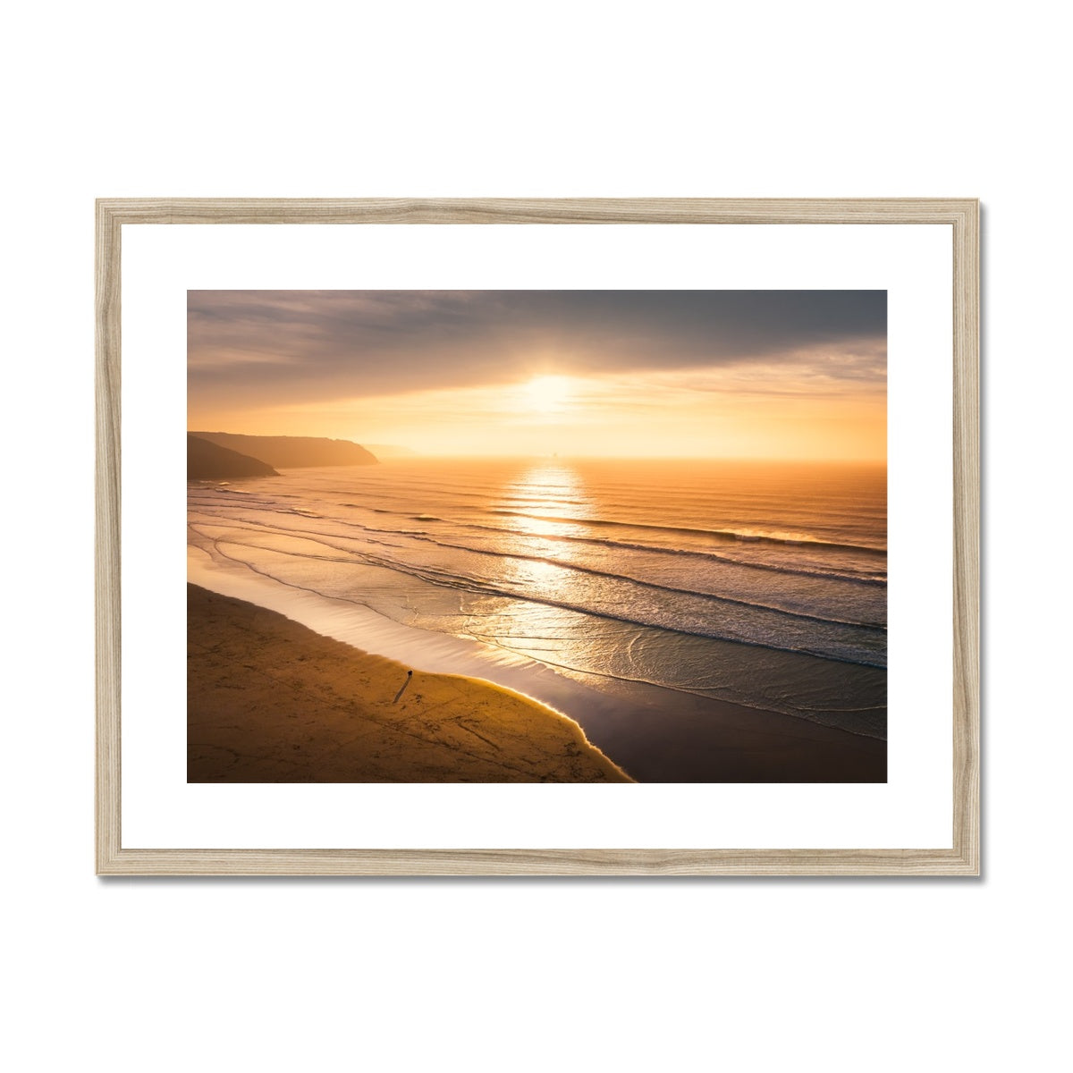 perranporth sunset walk wooden frame