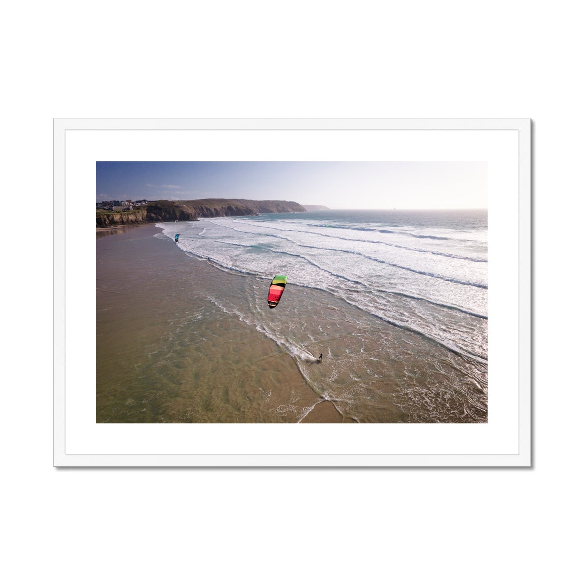 Rainbow Kitesurfer, Perranporth ~ Framed & Mounted Print