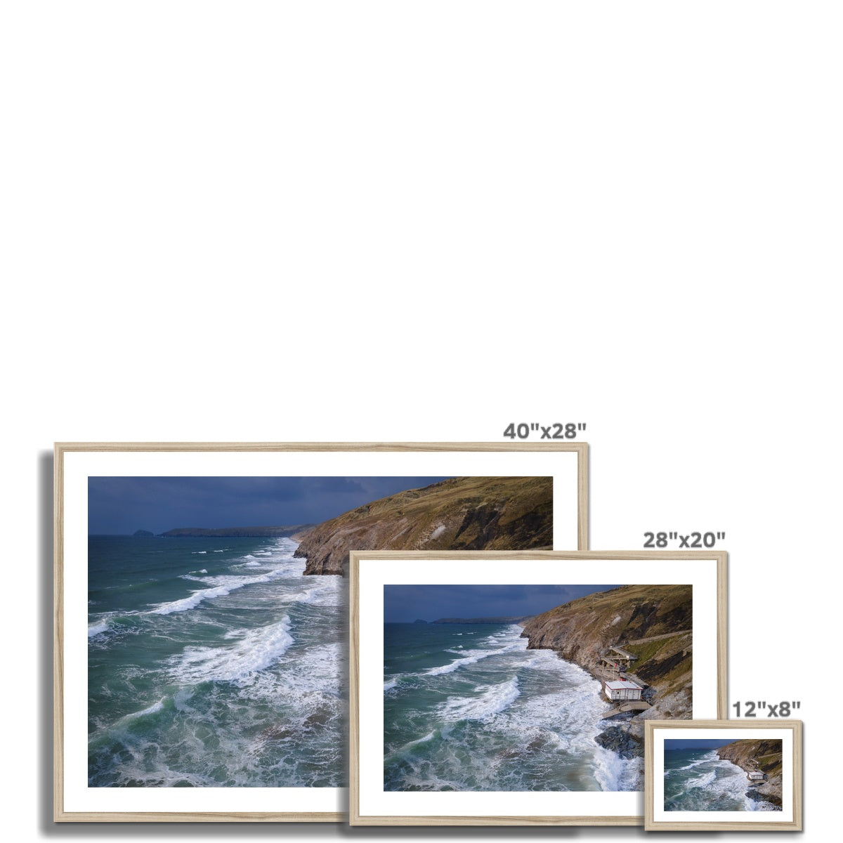 high tide at perran sands framed photograph