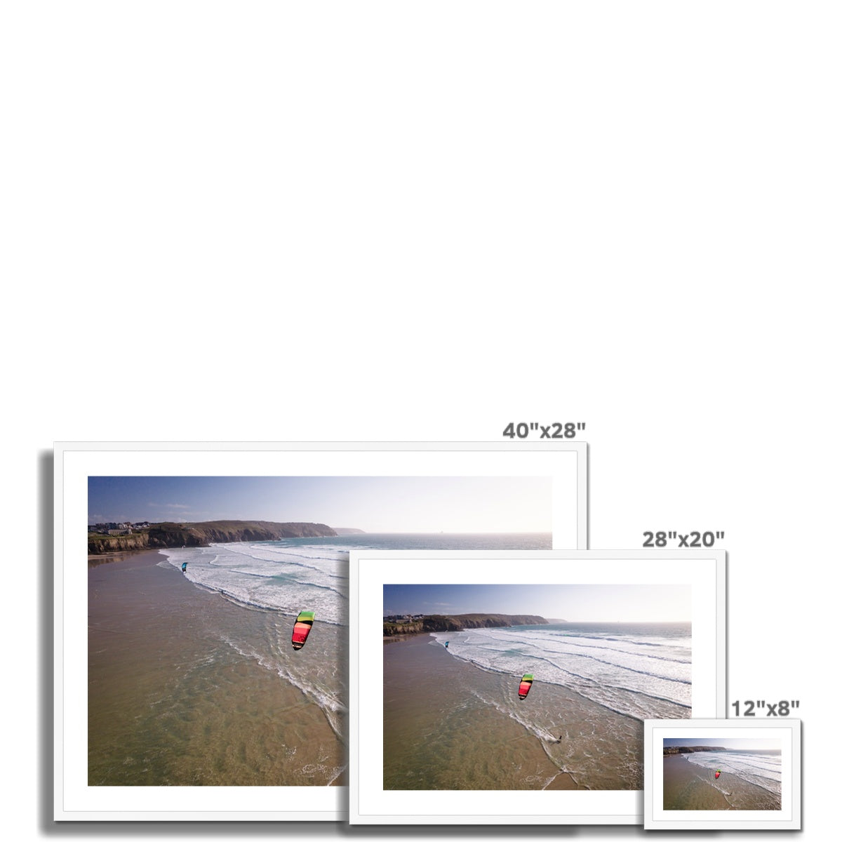 Rainbow Kitesurfer, Perranporth ~ Framed & Mounted Print