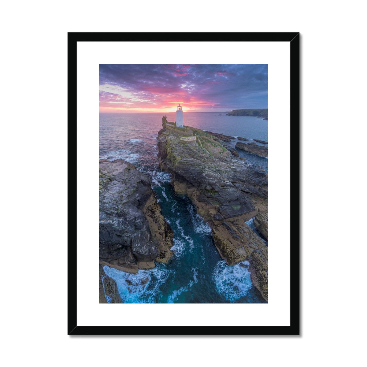 godrevy lighthouse dawn portrait framed print