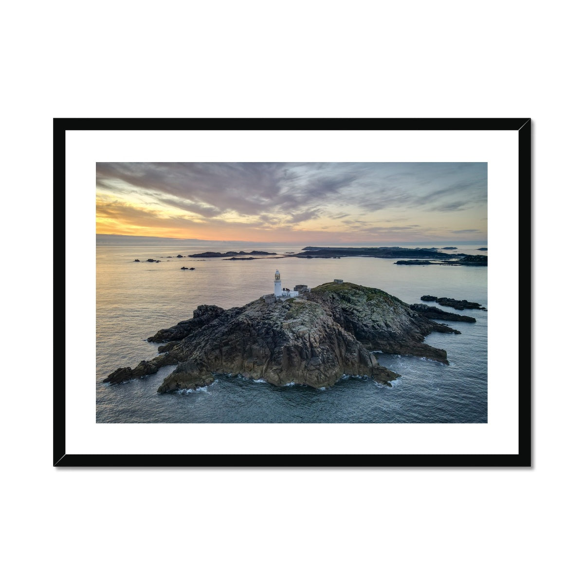 dawn round island framed print