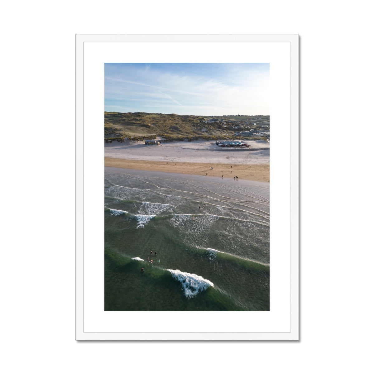 Frosty Swim Perranporth ~ Framed & Mounted Print