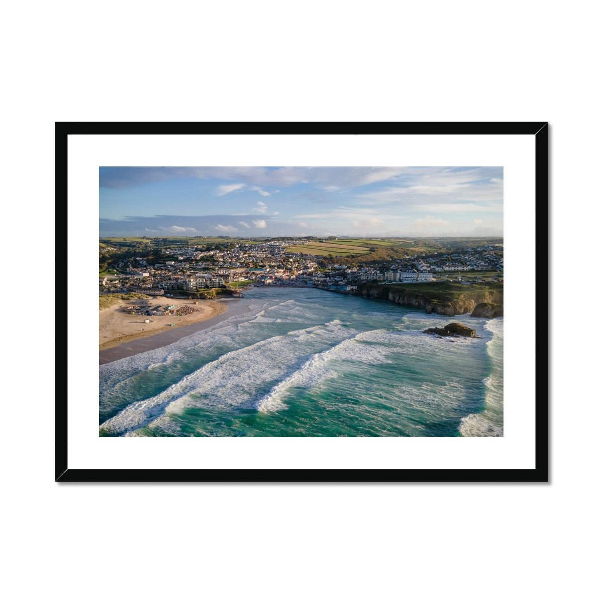 high tide perranporth framed print