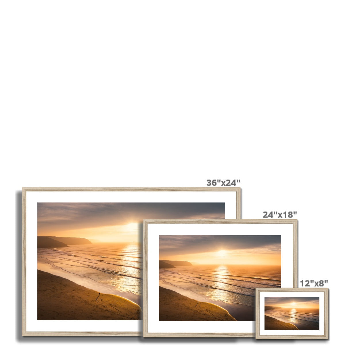 perranporth sunset walk framed photograph