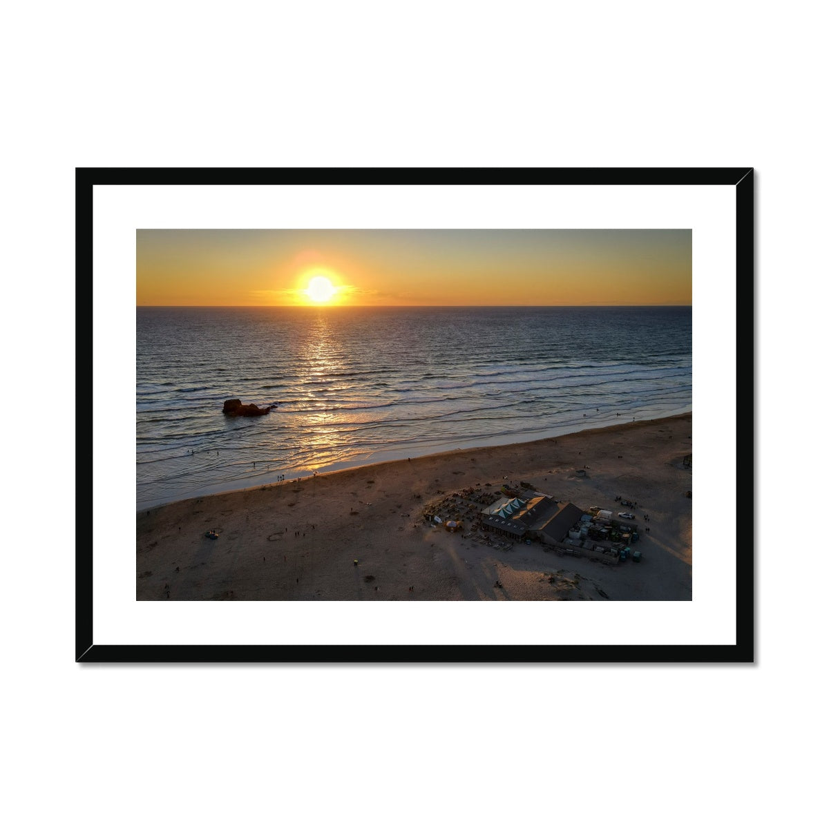 sunset watering hole framed print