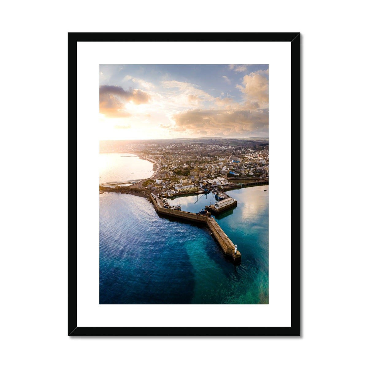 penzance harbour view framed print