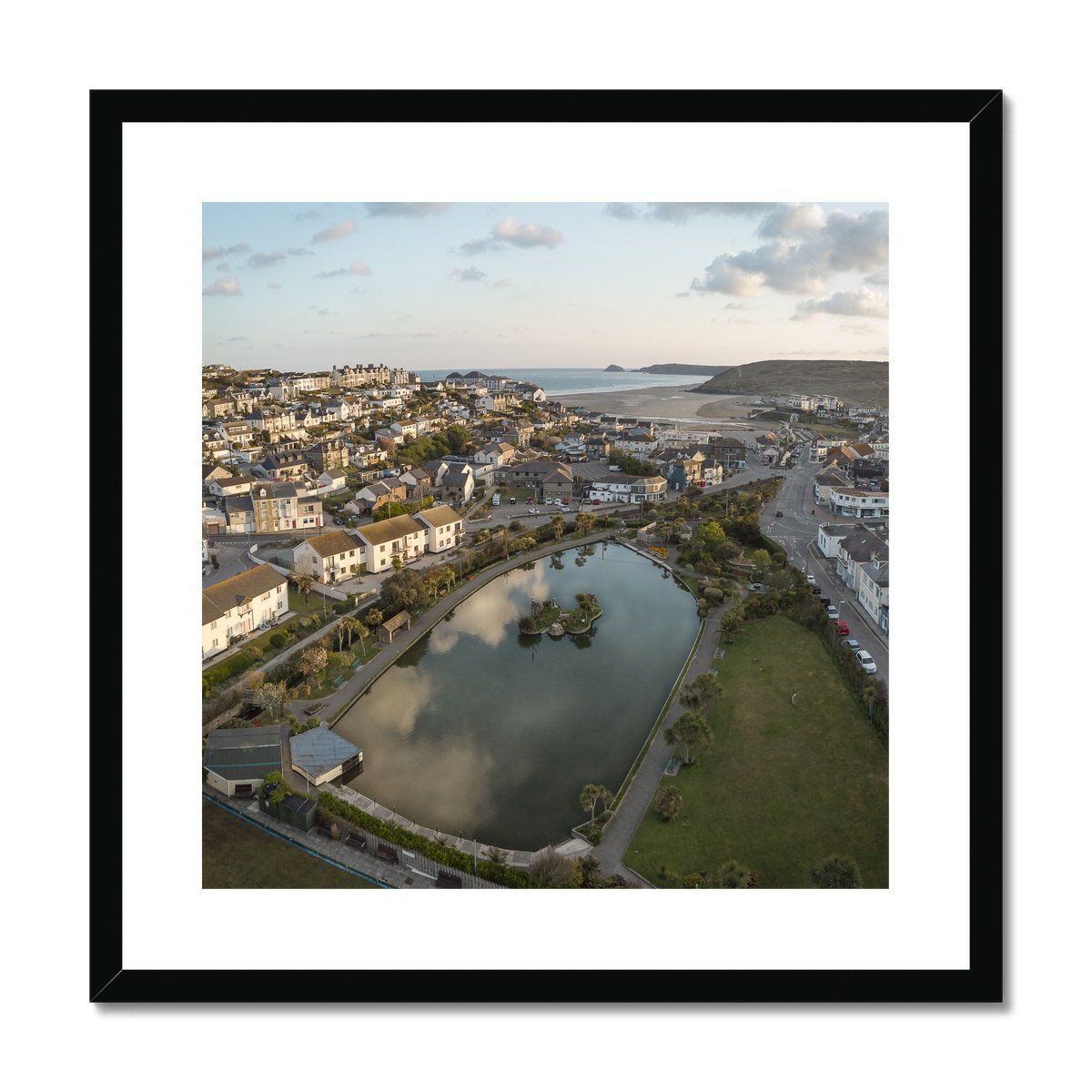 boating lake dawn framed print
