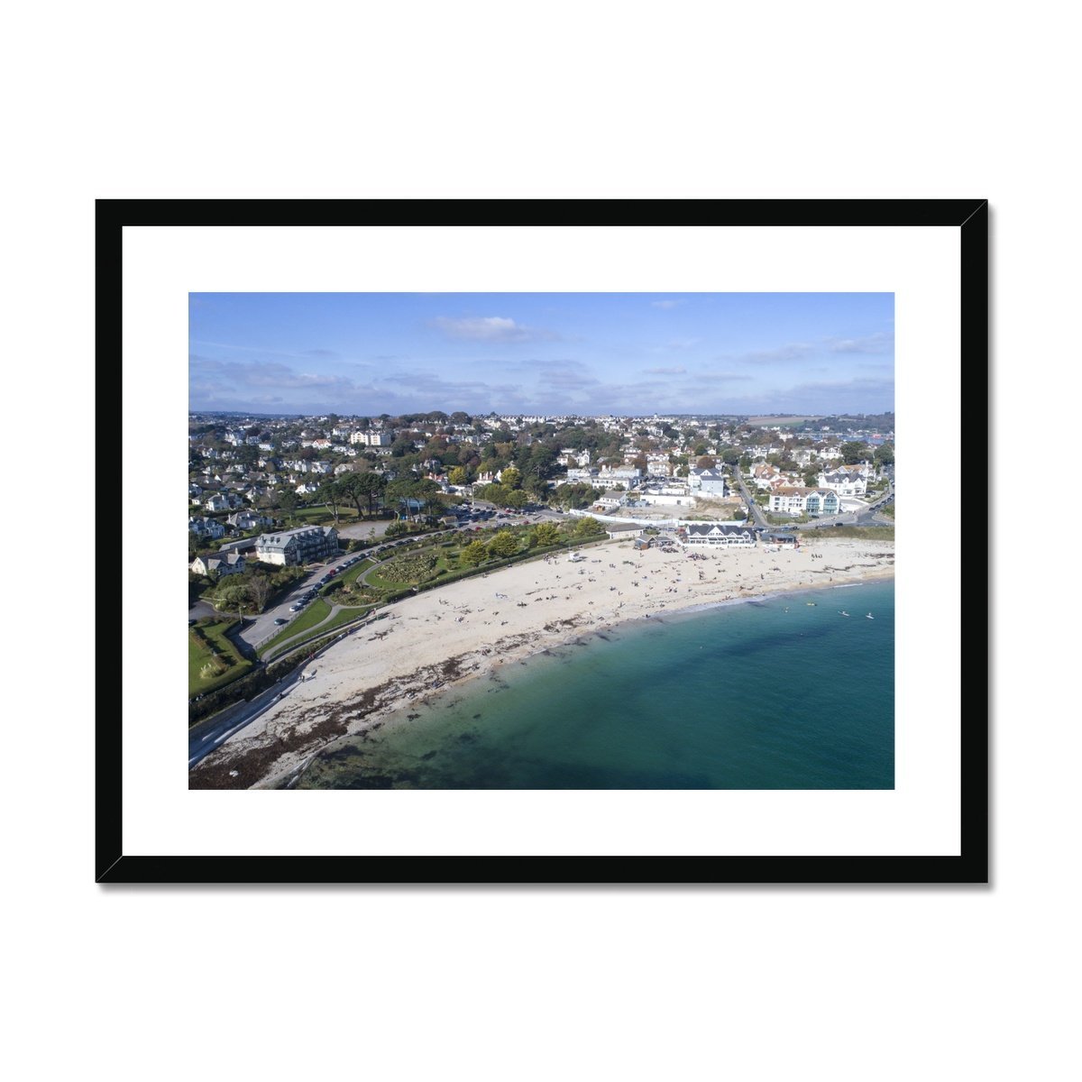 gyllyngvase beach falmouth framed print