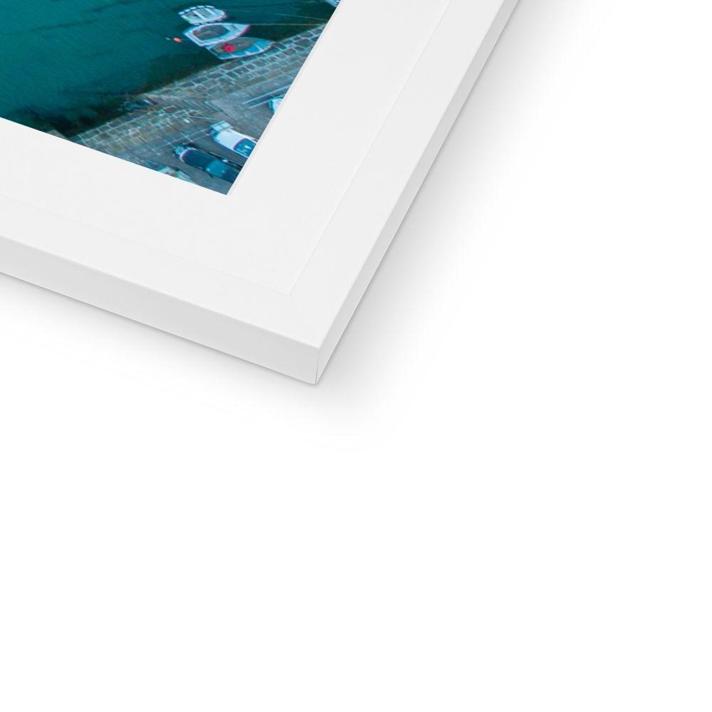 st ives boats tide in white frame detail